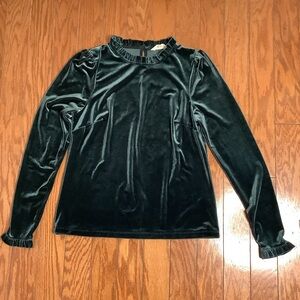 Boden Forest Green Velvet Long Sleeve Top